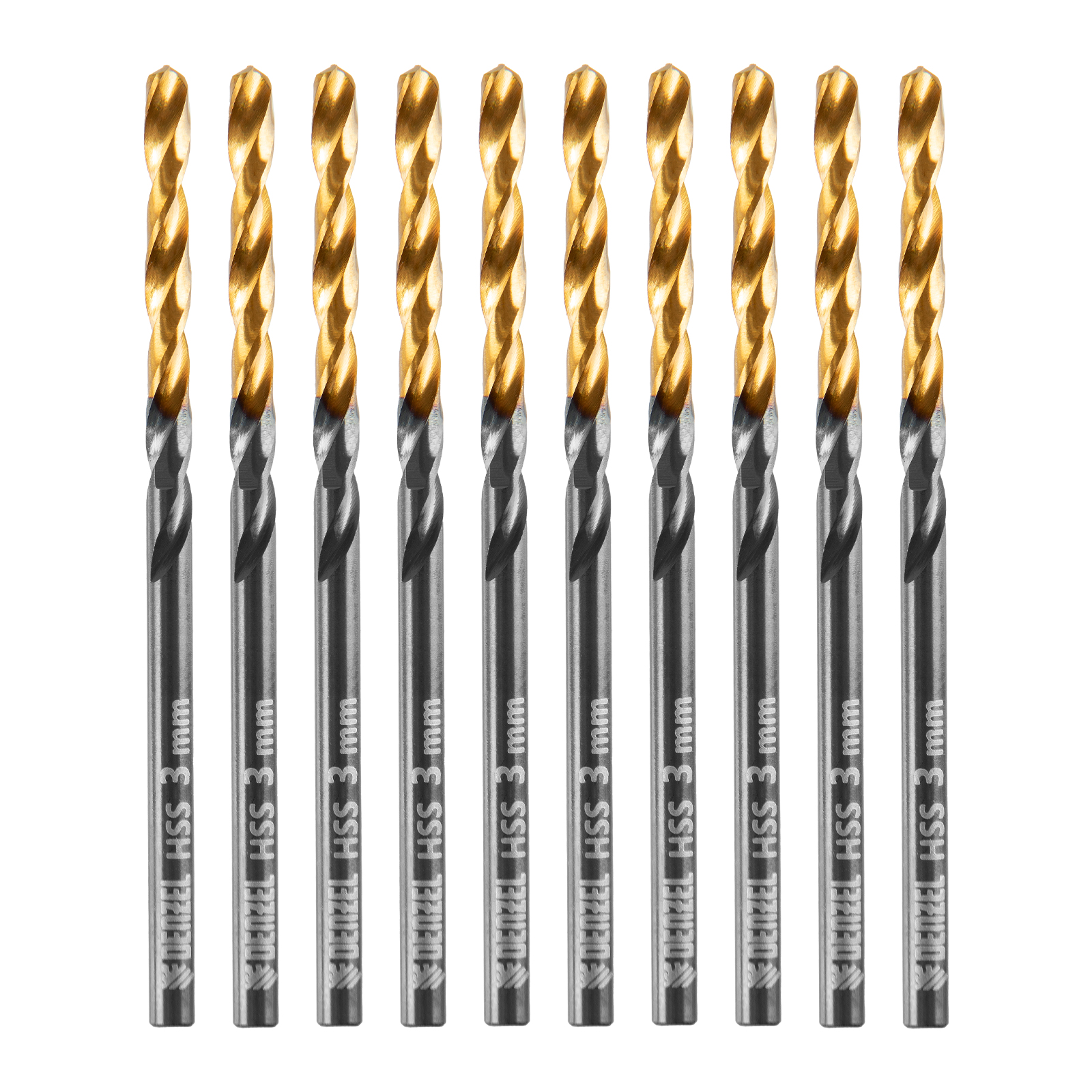 Сверло по металлу, 3 мм, HSS-Tin, Golden Tip, 10 шт. Denzel