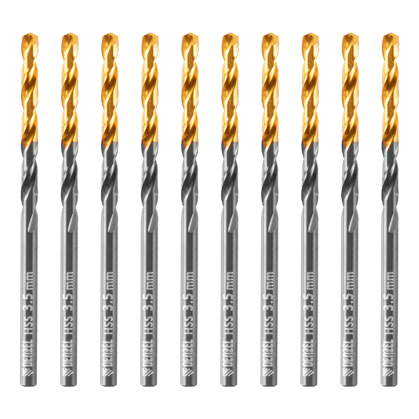 Сверло по металлу, 3,5 мм, HSS-Tin, Golden Tip, 10 шт. Denzel