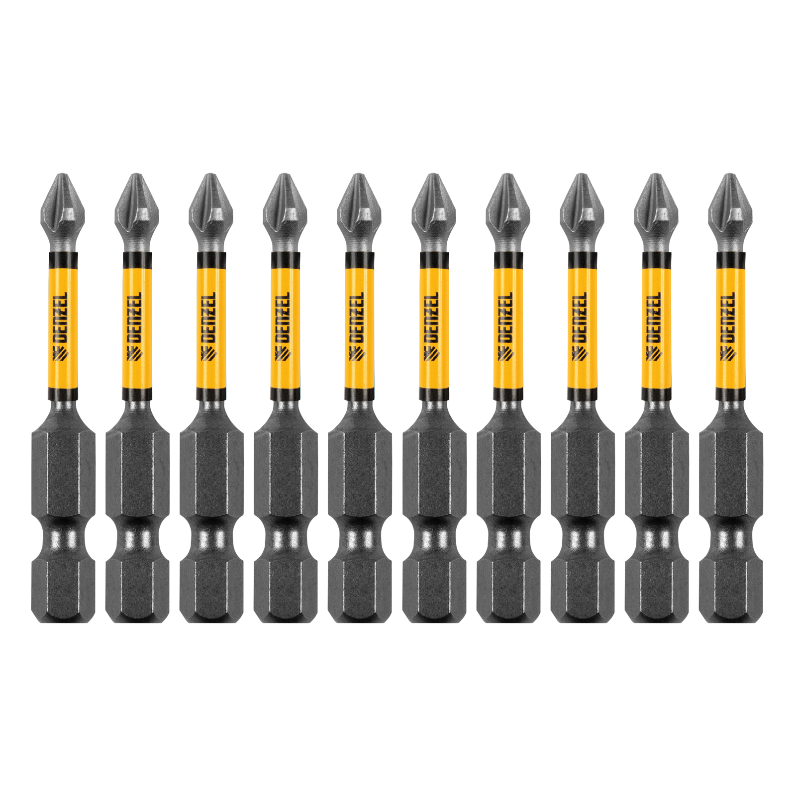 Бита IMPACT, PH1x50 мм, лазерная обработка шлица, сталь S2, 10 шт., Е 6,3 Denzel