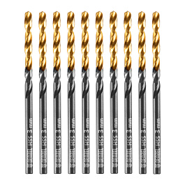 Сверло по металлу, 3 мм, HSS-Tin, Golden Tip, 10 шт.// Denzel