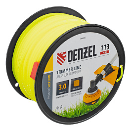 Леска для триммера зубчатый квадрат, 3,0мм х 113м, на DIN катушке FLEX CORD// Denzel