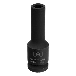 Головка ударная удлиненная шестигранная, 9 мм, 1/2", CrMo// Stels