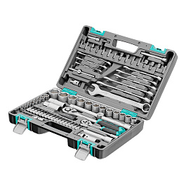 Набор инструментов, 1/2", 1/4", CrV, пластиковый кейс 82 предмета// Stels