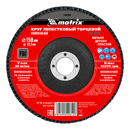 Круг лепестковый торцевой, P 60, 150 х 22,2 мм// Matrix