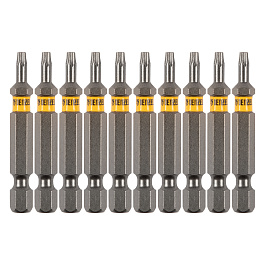 Набор бит TORX 10х50, сталь S2, шестигранный профиль, 10 шт.// Denzel