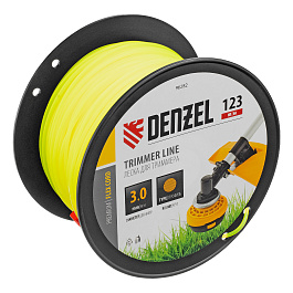 Леска для триммера круглая, 3,0мм х 123м, на DIN катушке FLEX CORD// Denzel