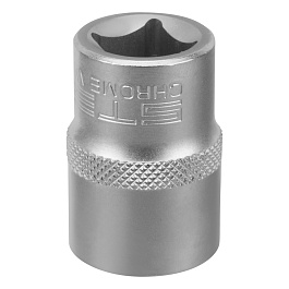Головка торцевая, 19 мм, 12-гранная, CrV, под квадрат 1/2", хромированная// Stels