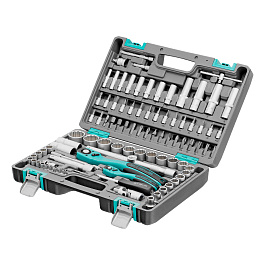 Набор инструментов 1/2", 1/4", CrV, 12 гранные головки, пластиковый кейс, 94 предмета// Stels