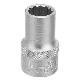 Головка торцевая, 12 мм, 12-гранная, CrV, под квадрат 1/2", хромированная// Stels