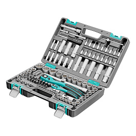 Набор инструментов 1/2", 1/4", CrV, 12 гранные головки, пластиковый кейс, 109 предмета// Stels