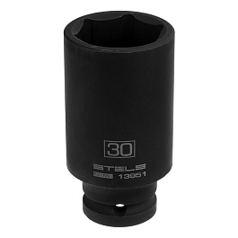 Головка ударная удлиненная шестигранная, 30 мм, 1/2", CrMo// Stels