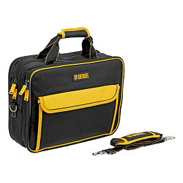 Сумка для инструмента, 400х170х300 мм, 3 отделения, 28 карманов, наплечный ремень// Denzel