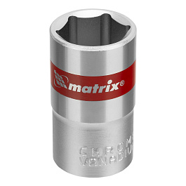 Головка торцевая, 16 мм, 6-гранная, CrV, под квадрат 1/2", хромированная// Matrix