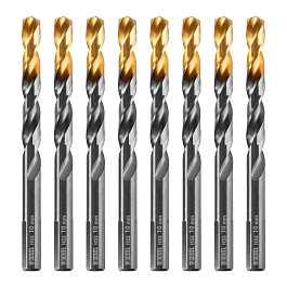 Сверло по металлу, 10 мм, HSS-Tin, Golden Tip, 8 шт.// Denzel