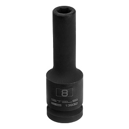 Головка ударная удлиненная шестигранная, 8 мм, 1/2", CrMo// Stels