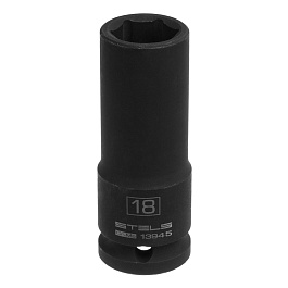 Головка ударная удлиненная шестигранная, 18 мм, 1/2", CrMo// Stels