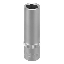 Головка торцевая удлиненная, 14 мм, 6-гранная, CrV, под квадрат 1/2",// Stels