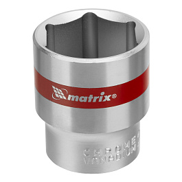 Головка торцевая, 27 мм, 6-гранная, CrV, под квадрат 1/2", хромированная// Matrix