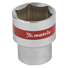 Головка торцевая, 24 мм, 6-гранная, CrV, под квадрат 1/2", хромированная// Matrix