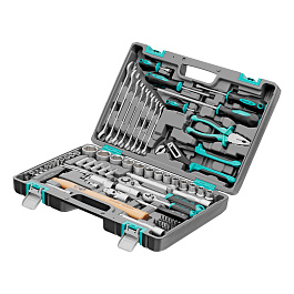 Набор инструментов, 1/2", 1/4", CrV, пластиковый кейс 76 предметов// Stels