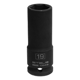 Головка ударная удлиненная шестигранная, 19 мм, 1/2", CrMo// Stels