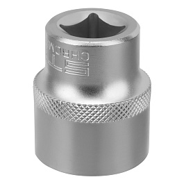 Головка торцевая, 24 мм, 12-гранная, CrV, под квадрат 1/2", хромированная// Stels