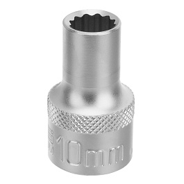 Головка торцевая, 10 мм, 12-гранная, CrV,под квадрат 1/2", хромированная// Stels