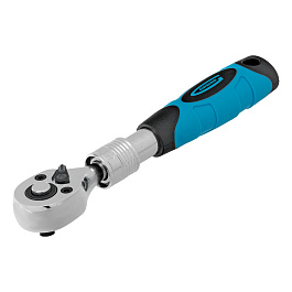 Ключ-трещотка телескопический 1/4", 150-200 мм, CrV, 72 зуба, с быстрым сбросом, хром// Gross