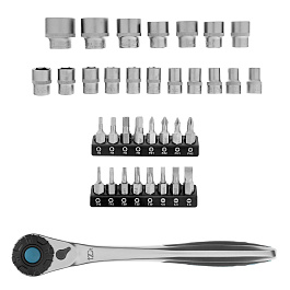 Набор торцевых головок, трещотка 120 зубьев, 1/2",3/8”, CrV, 36 предметов// Gross