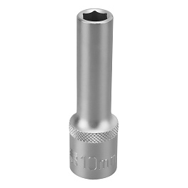 Головка торцевая удлиненная, 10 мм, 6-гранная, CrV, под квадрат 1/2",// Stels
