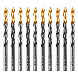 Сверло по металлу, 6,5 мм, HSS-Tin, Golden Tip, 10 шт.// Denzel