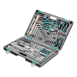 Набор инструментов, 1/2",3/8", 1/4", CrV, пластиковый кейс 142 предмета// Stels