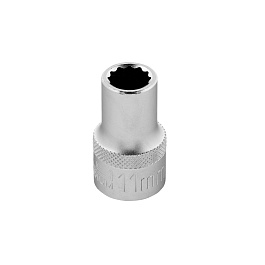 Головка торцевая, 11 мм, 12-гранная, CrV,под квадрат 1/2", хромированная// Stels