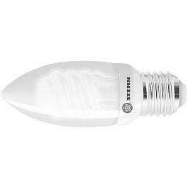 Лампа компактная люминесцентная свечка, 9W, 2700K, E27, 8000ч.// Stern