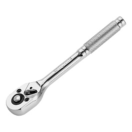 Ключ-трещотка 1/4", 45 зубьев, цельнометаллический, с быстрым сбросом, CrV, хром// Сибртех
