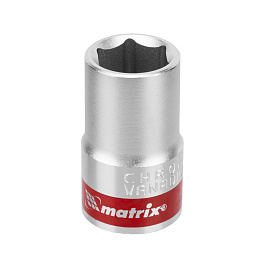 Головка торцевая, 14 мм, 6-гранная, CrV, под квадрат 1/2", хромированная// Matrix